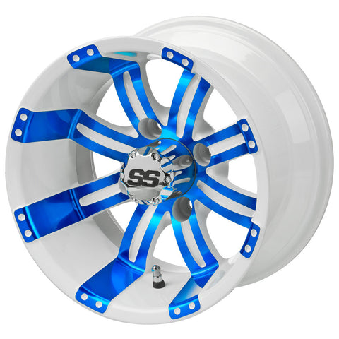 12" Casino White & Blue Golf Cart Wheel