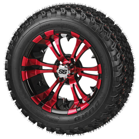 14" Python Black/Red Lifted Tire & Wheel Combo